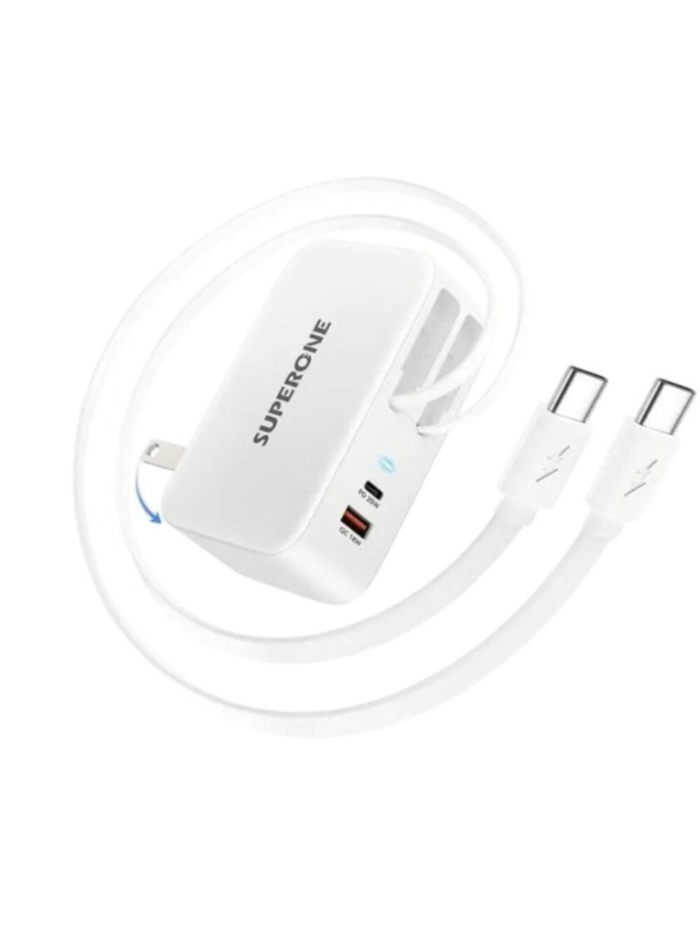 SUPERONE 4-In-1 Retractable Wall Charger Dual USB-C Cables 78W Fast Charging